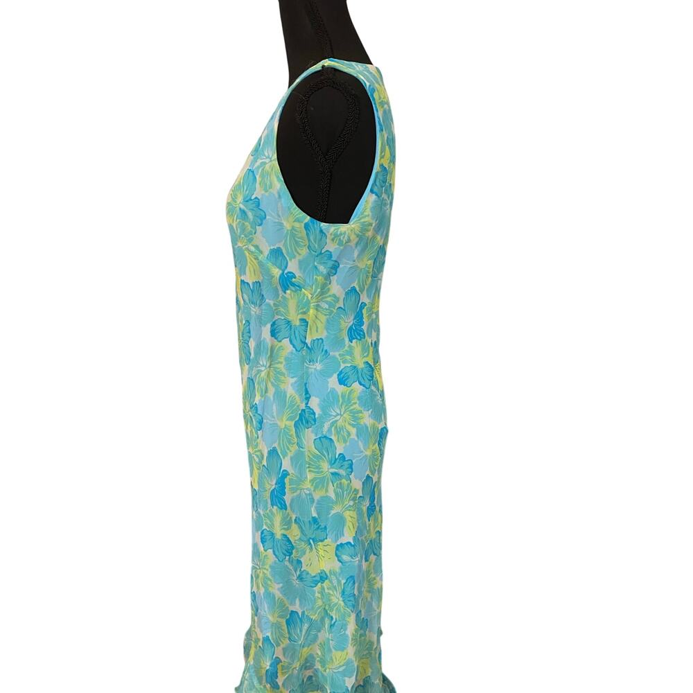 Dressbarn Hibiscus Floral Tropical Sleeveless Sweetheart Neckline Midi Dress (6) - Picture 3 of 6
